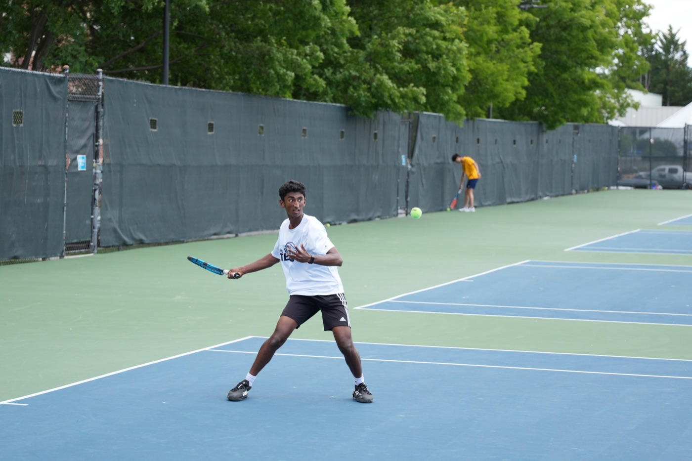 Tennis player hitting forehand