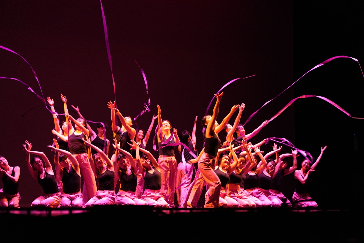 Dance performance ribbons flying