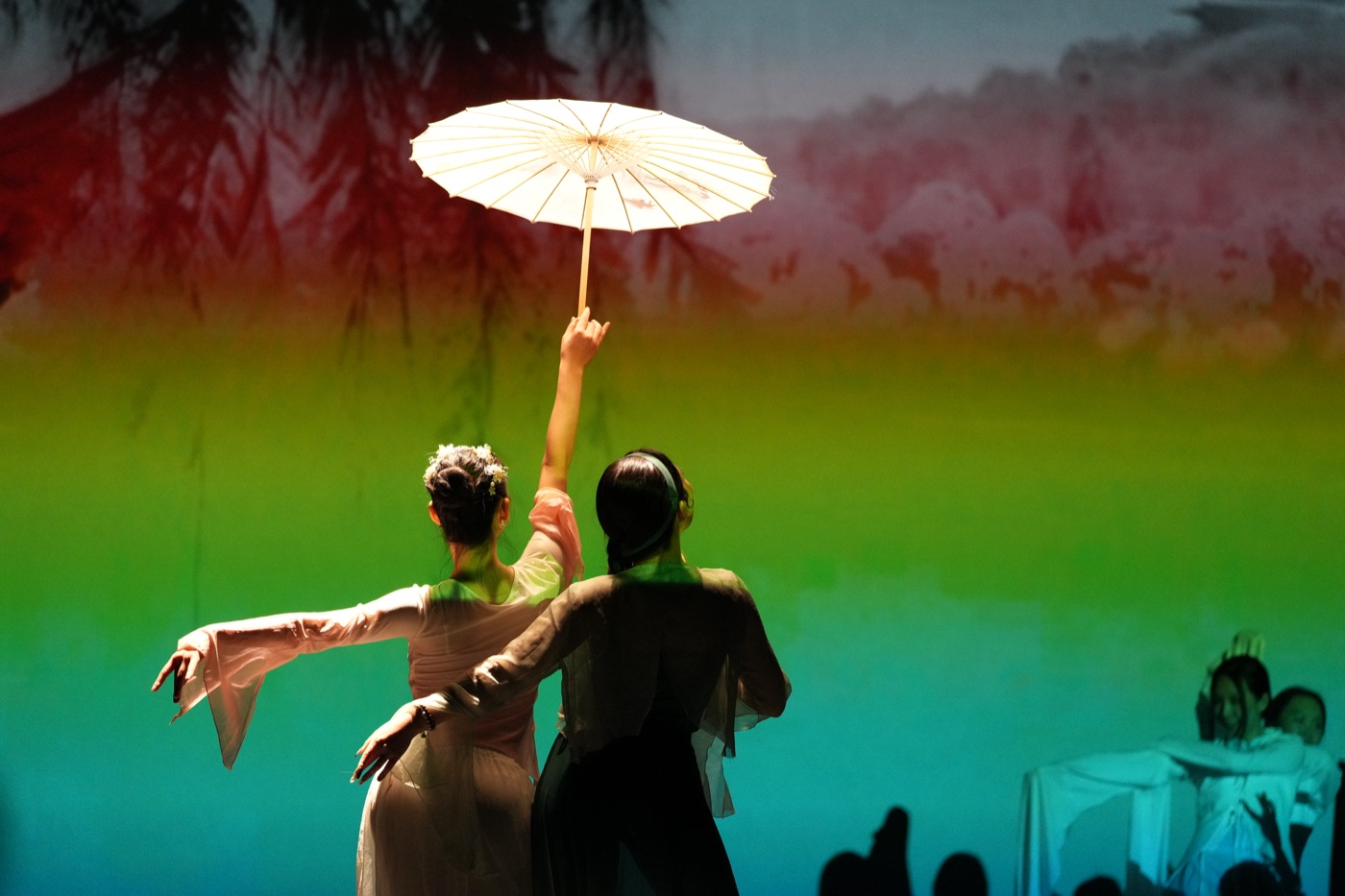 Traditional dance with paper parasol